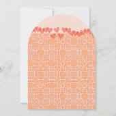 Invitation Pêche et corail Coeurs modernesTypographie Mariage (Dos)