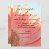 Invitation Pêche et crème Fleur de Gerbera (Devant / Derrière)