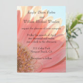 Invitation Pêche et crème Fleur de Gerbera (Debout devant)