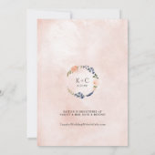 Invitation Pêche et Fête des mariées bleue Botanique Floral (Dos)