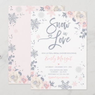 Invitation Pêche et Fête des mariées d'hiver Argent Neige en 