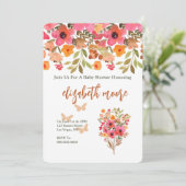 Invitation Pêche Et Fleur De Jardin Rose (Debout devant)