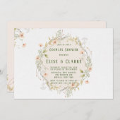 Invitation Pêche et Fleurs sauvages verts Wreath Couples Douc (Devant / Derrière)