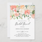 Invitation Pêche et ivoire Fleurs d'aquarelle Brunch nuptial (Devant)