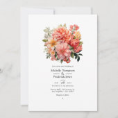 Invitation Pêche et Mariage floral de corail (Devant)