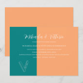 Invitation Pêche et mariage Turquoise (Devant / Derrière)