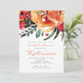 Invitation Pêche et verdure Aquarelle Fête des mariées floral (Debout devant)
