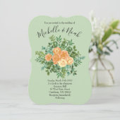 Invitation Pêche et vert clair pivoine et Rose Floral Mariage (Debout devant)