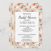 Invitation Pêche feminine Rouge Blanc Floral (Devant / Derrière)