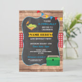 Invitation Pêche fête d'anniversaire Rustic Wood Fish Invitat (Debout devant)