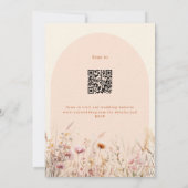 Invitation Pêche fleur sauvage arche beige QR RSVP mariage de (Dos)