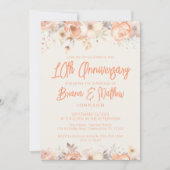 Invitation Pêche Floral d'ivoire beige 10e anniversaire Maria (Devant)
