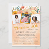 Invitation Pêche Floral Photo Anniversaire Bash Party Invitat (Devant)