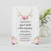 Invitation Pêche florale de mariage d'andouillers rustiques (Debout devant)