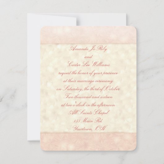 Invitation Pêche Florale et Mariage dentelle (Dos)