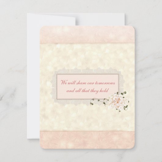 Invitation Pêche Florale et Mariage dentelle (Devant)