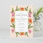 Invitation Pêche florale tropicale et douche nuptiale blanche (Debout devant)