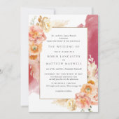 Invitation Pêche formelle, Blush, Mariage d'aquarelle Bourgog (Devant)