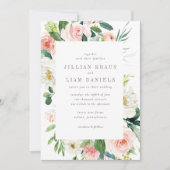 Invitation Pêche géométrique et Mariage floral blanc (Devant)