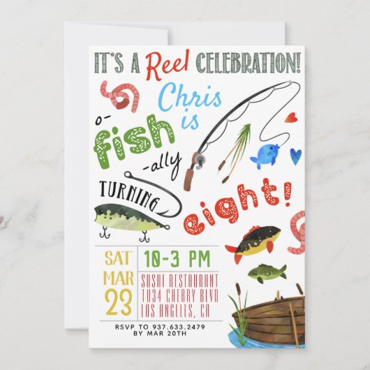 Invitation Pêche Huitième anniversaire (Devant)
