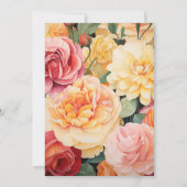 Invitation Pêche, Jaune tendre et Mariage floral Rose poussié (Dos)