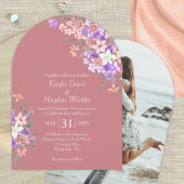Invitation Pêche, Mauve, Lilac Boho Rose Jardin Mariage