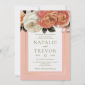 Invitation Pêche Mimosa fleurit Floral Pêche Mariage (Devant)