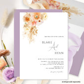 Invitation Pêche moderne minimale, Crème, Mariage Floral viol