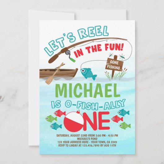 Invitation Pêche, O-Fish-ally, un anniversaire (Devant)