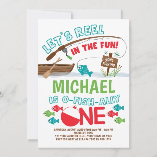 Invitation Pêche, O-Fish-ally UN anniversaire (Devant)