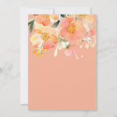 Invitation Pêche orangée Boho moderne et Mariage floral noir (Dos)