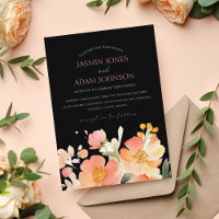 Pêche orangée Boho moderne et Mariage floral noir