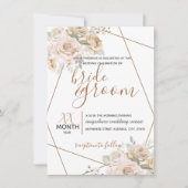 Invitation Pêche pâle et Brown florale en Mariage rustique Br (Devant)