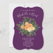 Invitation Pêche & Plum Purple Peony & Rose Floral Mariage (Devant)