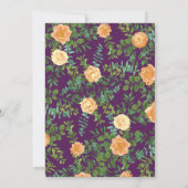 Invitation Pêche & Plum Purple Peony & Rose Floral Mariage (Dos)