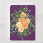 Invitation Pêche & Plum Purple Peony & Rose Floral Mariage (Dos)