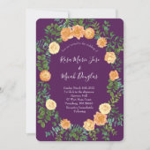 Invitation Pêche & Plum Purple Peony & Rose Floral Mariage (Devant)