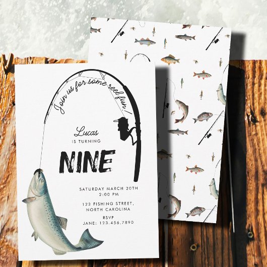 Invitation Pêche Poisson Thème Reel Fun Anniversaire de enfan