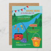 Invitation Pêche Poissons ANNIVERSAIRE FÊTE Lac Rod invitatio (Devant / Derrière)