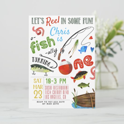 Invitation Pêche premier anniversaire (Debout devant)
