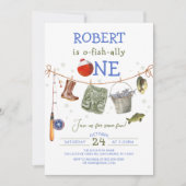 Invitation Pêche premier anniversaire Blue Boy O-fish-ally (Devant)