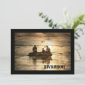 Invitation Pêche primitive de canoë de bateau de lac de pays (Debout devant)