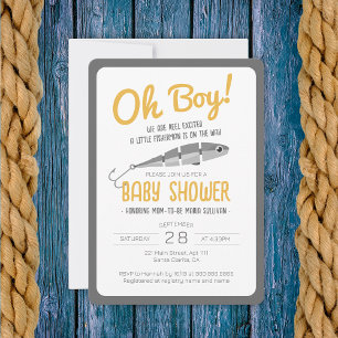 Invitation Pêche Reel Excité Oh Boy Baby shower