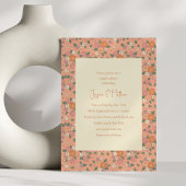 Invitation Pêche Retro Floral Pattern Boho Couples Douche