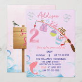 Invitation Pêche rose 2e anniversaire O-Fish-Ally deux annive (Devant / Derrière)