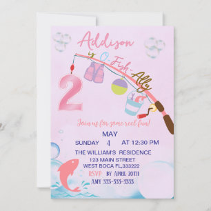 Invitation Pêche rose 2e anniversaire O-Fish-Ally deux annive