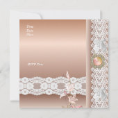 Invitation pêche rose florale dentelle (Dos)