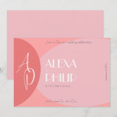 Invitation Pêche, rose, terre cuite mariage moderne élégant (Devant / Derrière)