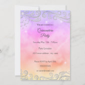 Invitation Pêche rose violet Silver Quinceanera 15e anniversa (Dos)