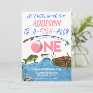 Invitation Pêche Roue Rose En Amusant Ofish 1er Anniversaire
